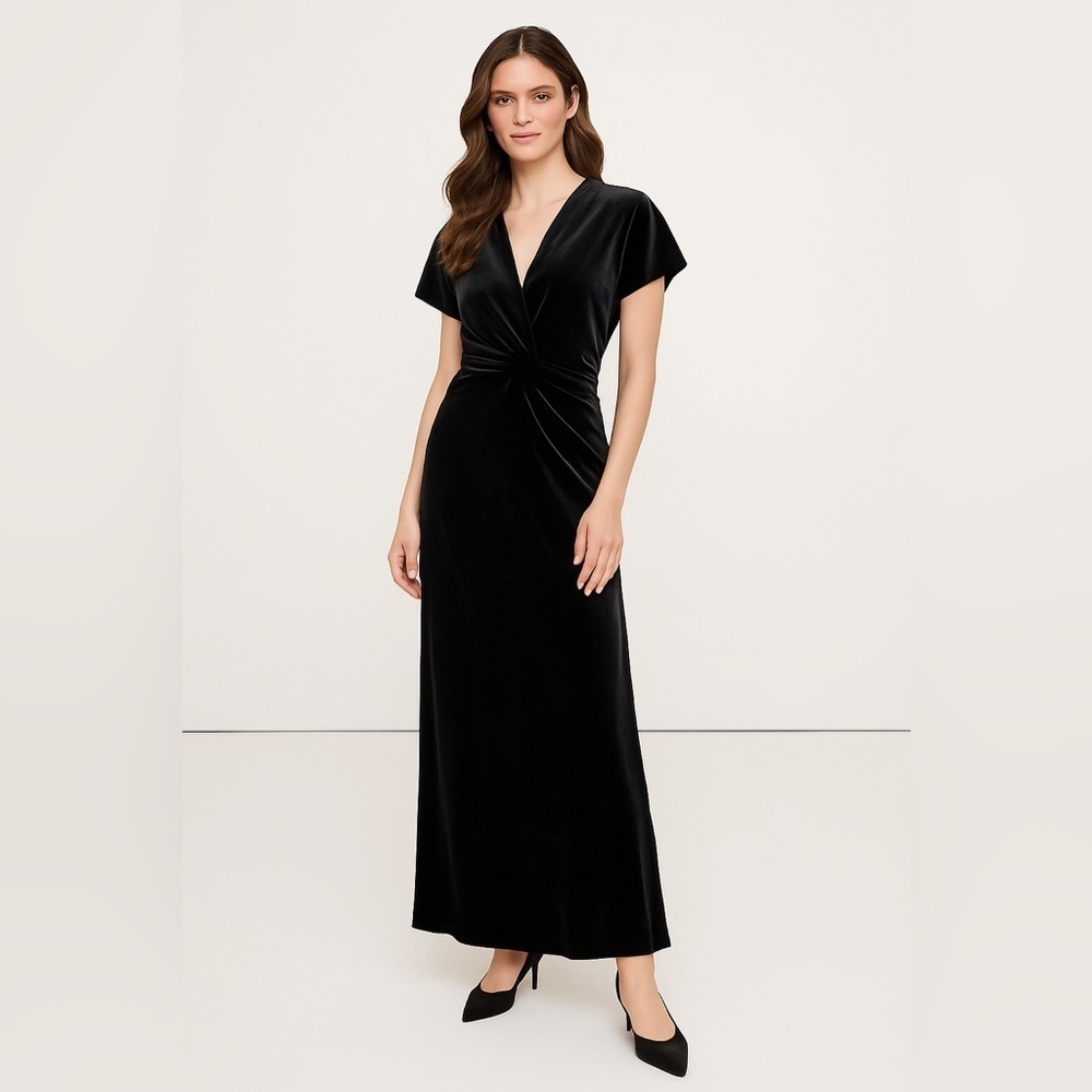 NWT! Banana Republic Black Bias-Cut Velvet Maxi Dress - Size XS 🍋